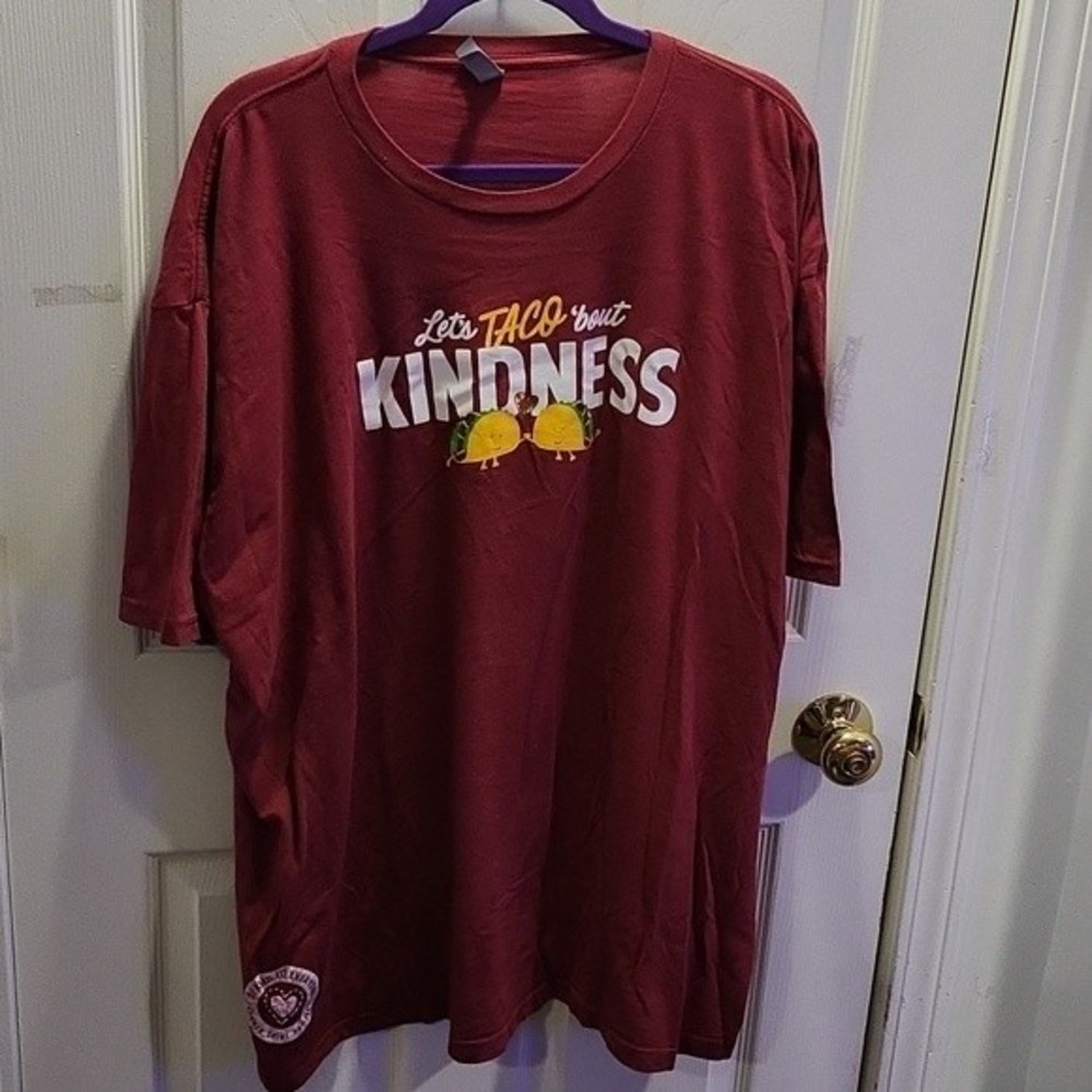 Next Level Let's Taco About Kindness Heather Red Graphic Tee Size 4XL Unisex